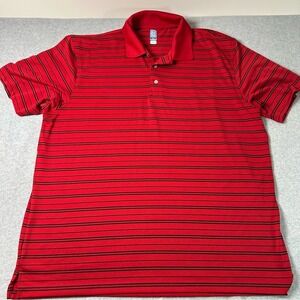 PGA Tour Airflux Mens‎ XXL Polo Shirt Red Black Striped Short Sleeve Golf Top